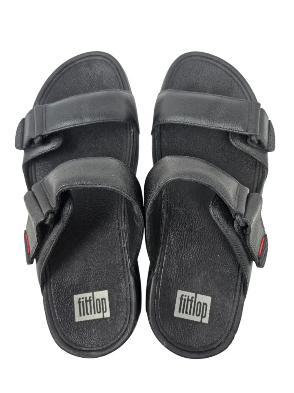 FitFlop Gogh Moc Slide Leather Sandals Shoes Black Mens Size 11 Comfort Slip On